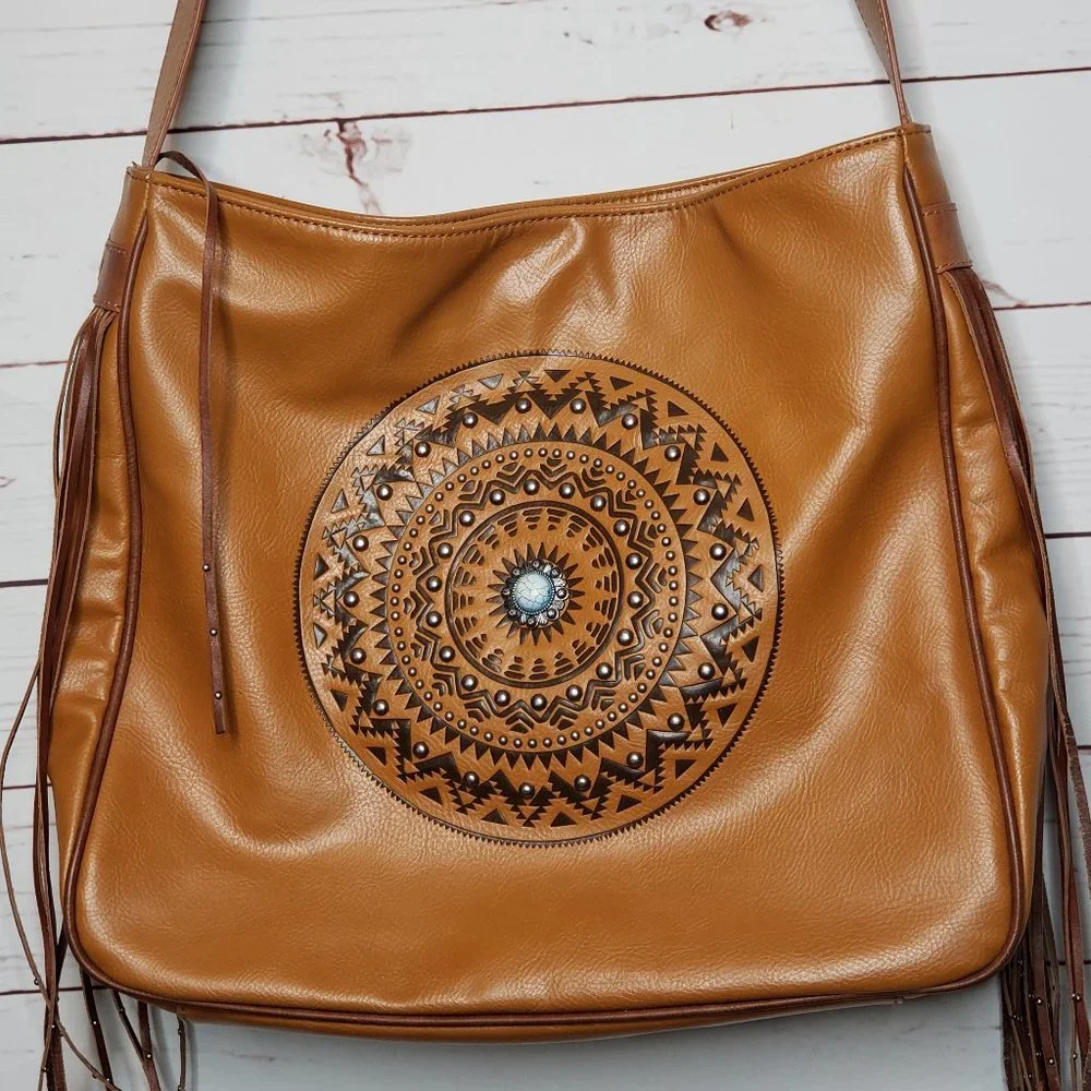 Brown Faux Leather Boho Handbag - Picture 14 of 14